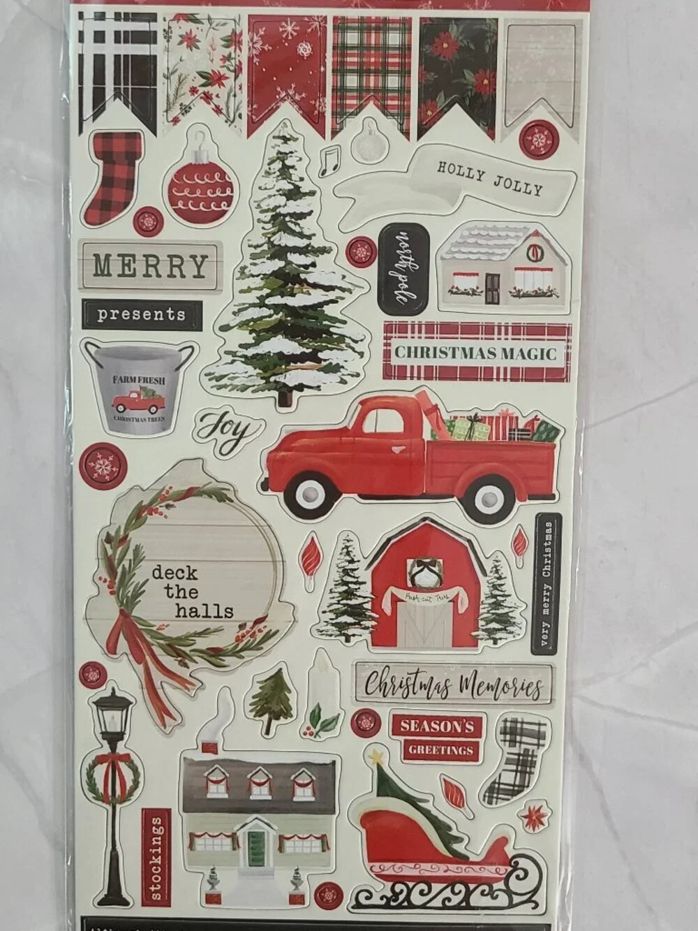 Carta Bella Chipboard Accents Christmas Market 6x12 - Lot of 3